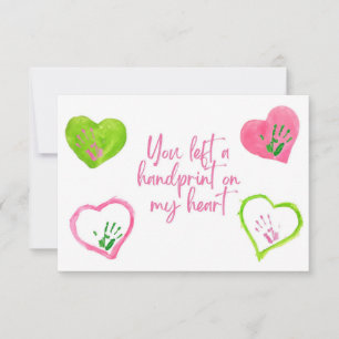 Handafdruk op mijn Hart Valentijnsdagkaart Bedankkaart