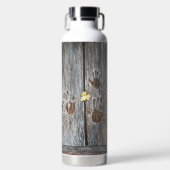 Handafdrukken Vogels op houten planken met herfstb Waterfles (Voorkant)