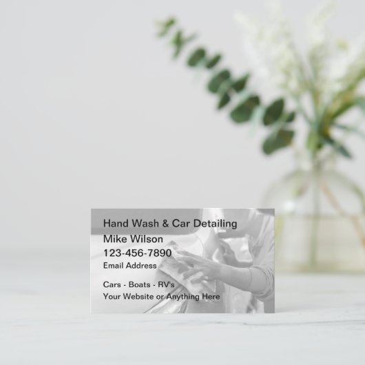 Handautowas en auto het detailleren Visitekaartjes (Staand voorkant)