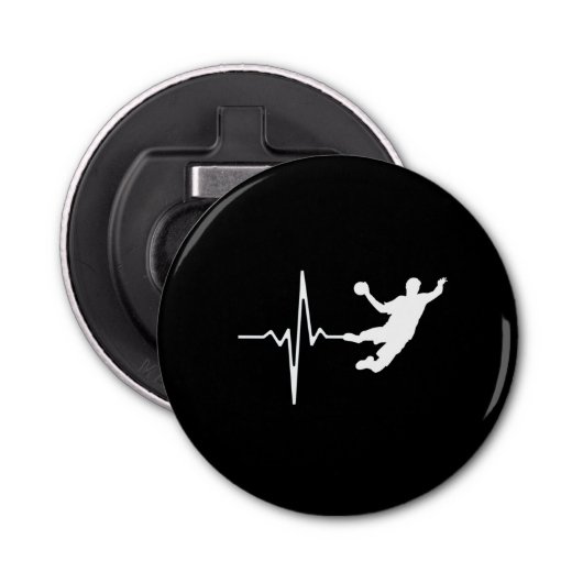 Handbal - de Hartslag van de Speler van de Handbal Button Flesopener (Voorkant)