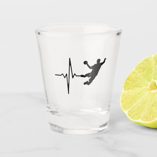 Handbal - de Hartslag van de Speler van de Handbal Shot Glas (Voorkant)