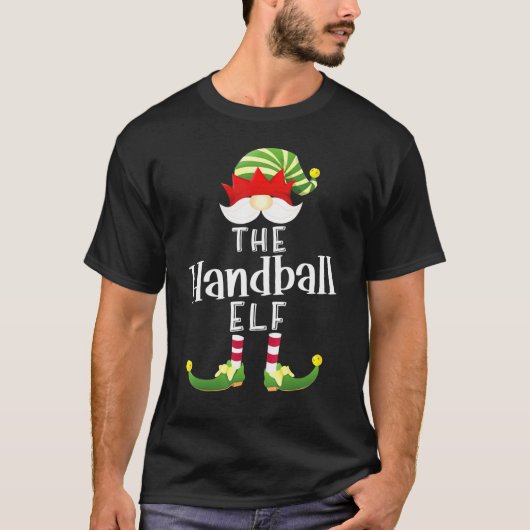 Handbal Elf Groep Kerst Pyjama Party T-shirt (Voorkant)