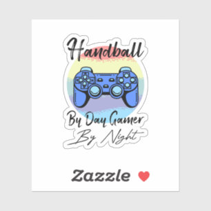 Handbal overdag, gamer 's nachts sticker