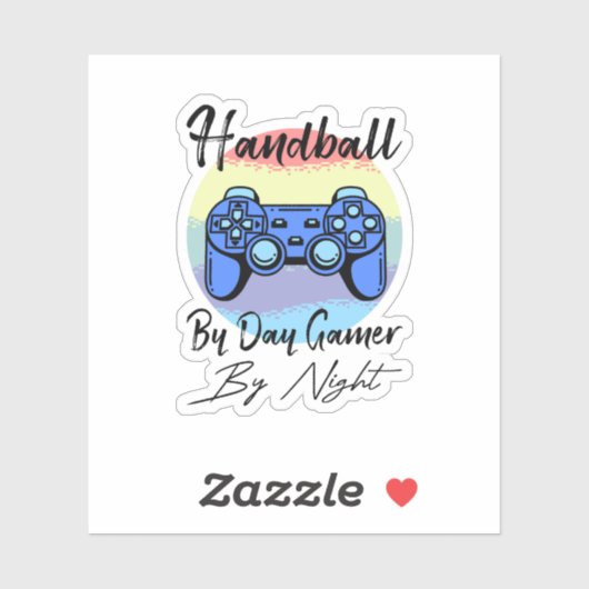 Handbal overdag, gamer 's nachts sticker (Vel)