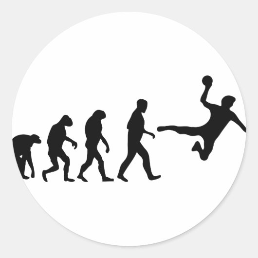 handbalevolutie ronde sticker (Voorkant)