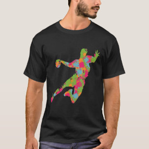 Handbalhandbalspeler handbalkeeper in draaitroefma t-shirt