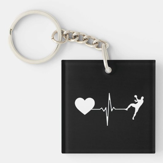 Handbalhandbalspeler hartslag sleutelhanger (Voorkant)