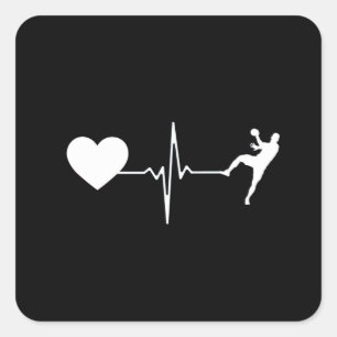 Handbalhandbalspeler hartslag vierkante sticker