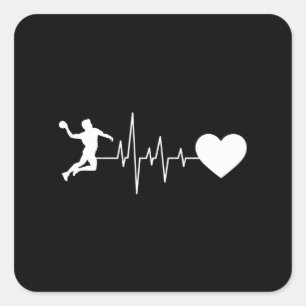 Handbalhandbalspeler hartslag vierkante sticker