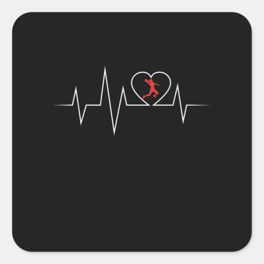 Handball EKG Liebe und Herzschlag Vierkante Sticker (Voorkant)