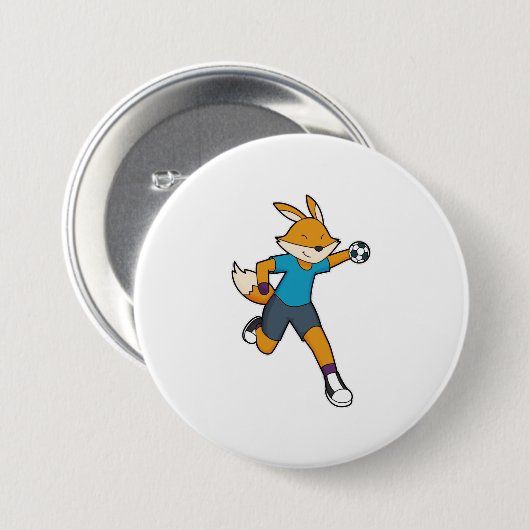 Handball Fox Handball speler Handball Ronde Button 7,6 Cm (Voorkant /achterkant)