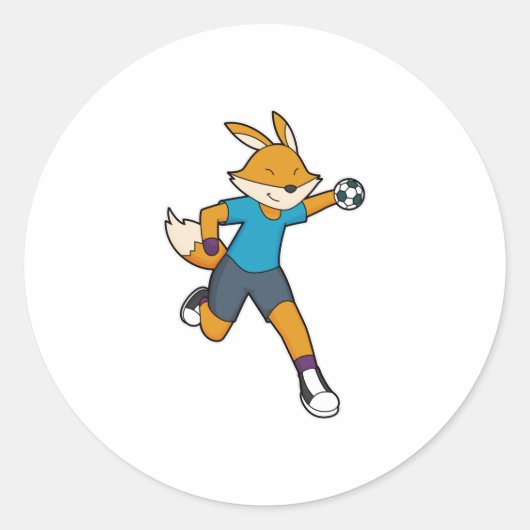Handball Fox Handball speler Handball Ronde Sticker (Voorkant)