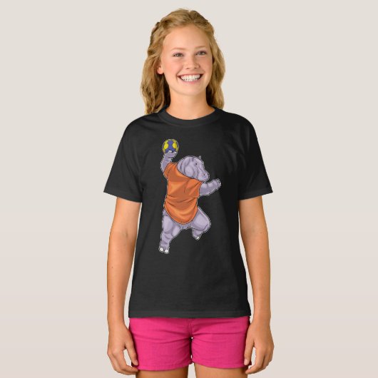 Handball Hippo Handball-speler T-shirt (Voorkant volledig)