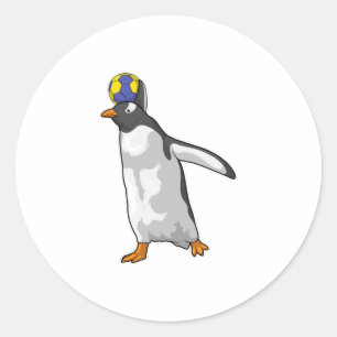 Handball Penguin Handball Ronde Sticker