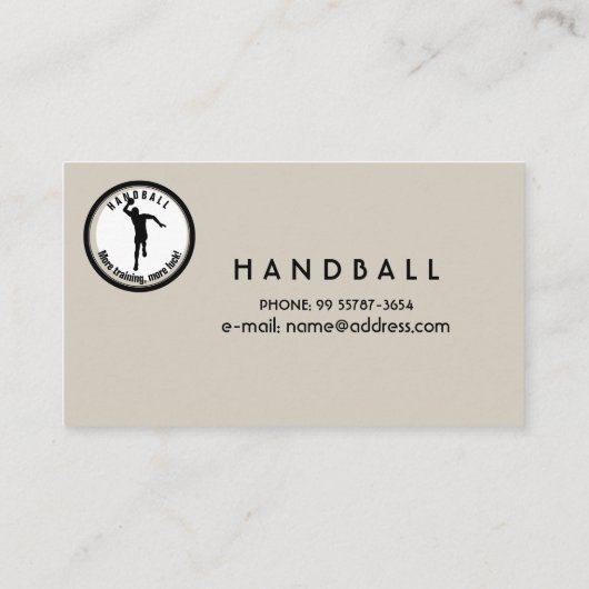 HANDBALL PLAYER VISITEKAARTJE (Achterkant)