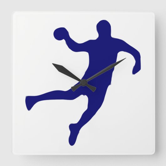 Handball Silhouette Vierkante Klok (Voorkant)