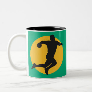 Handballiefhebbers, handbal tweekleurige koffiemok