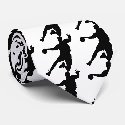 Handbalontwerp van speler in volle beweging stropdas (Opgerold)