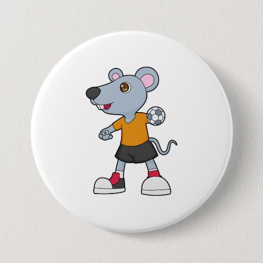 Handbalspeler Handbal Muis Ronde Button 7,6 Cm (Voorkant)
