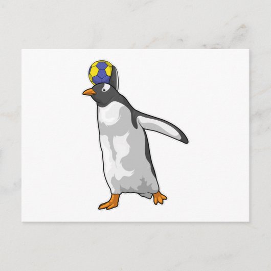 Handbalspeler Handbal van Penguin Briefkaart (Voorkant)
