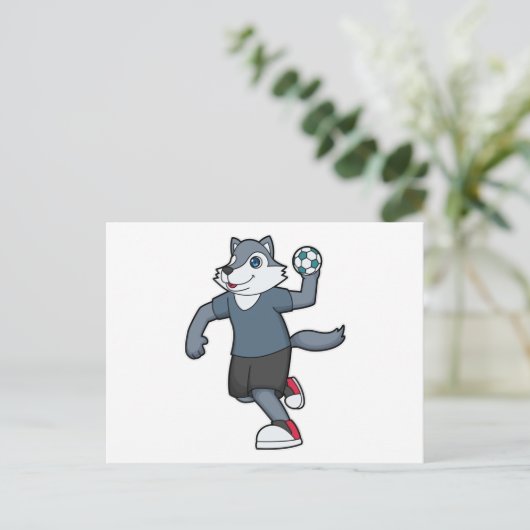 Handbalspeler Handbal Wolf Briefkaart (Staand voorkant)
