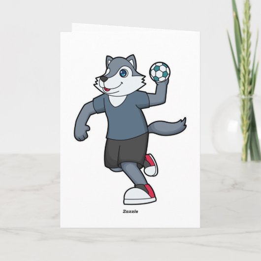 Handbalspeler Handbal Wolf Kaart (Achterkant)