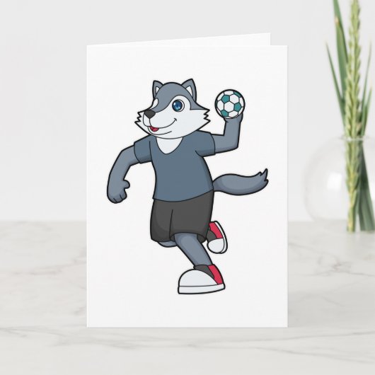 Handbalspeler Handbal Wolf Kaart (Voorkant)