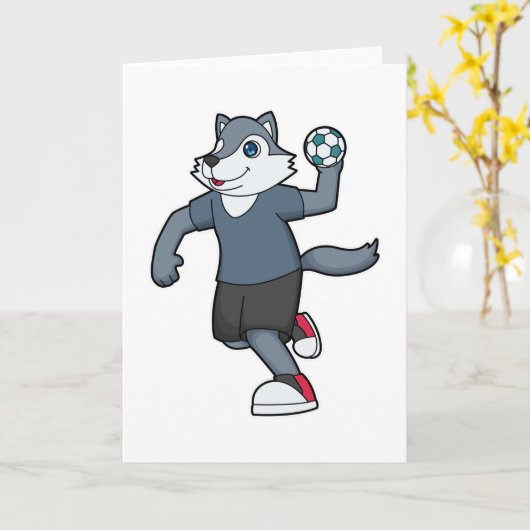 Handbalspeler Handbal Wolf Kaart (Gele Bloem)