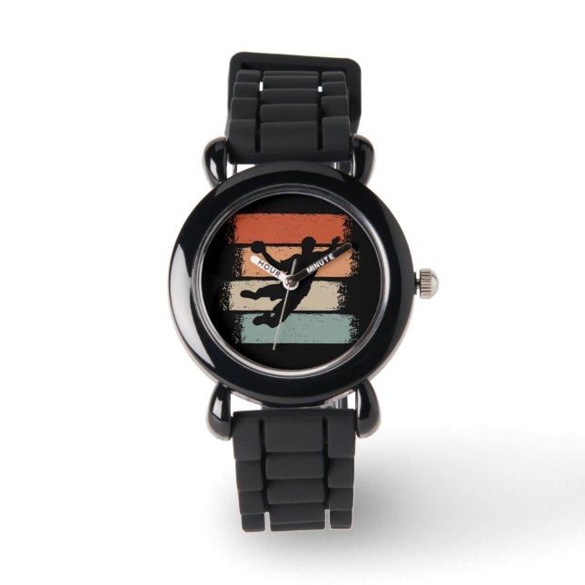 Handbalspeler Retro Horloge (Voorkant)