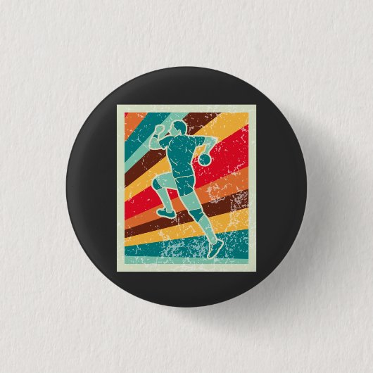 Handbalspeler Retro Ronde Button 3,2 Cm (Voorkant)