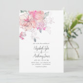 Handbedekte Waterverf Doodle Floral Wedding Kaart (Staand voorkant)