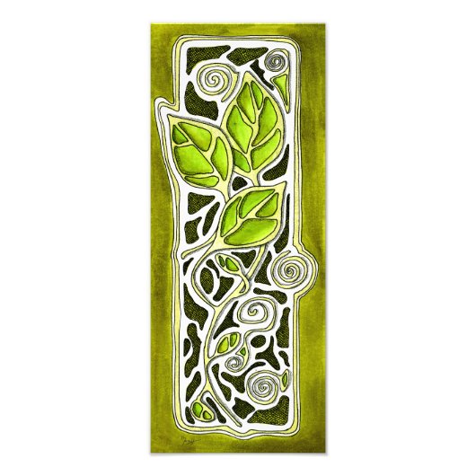 Handbediende bladeren in groen foto afdruk (Voorkant)