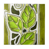 Handbediende bladeren in groen tegeltje (Voorkant)