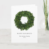 Handbediende Boxwood Wreatay Holiday Feestdagen Kaart (Voorkant)