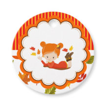 Handbediende herfst Schattig-Girl Favor Tags