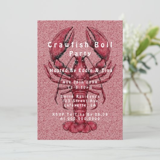 Handbediende krawfish boil party kaart (Staand voorkant)