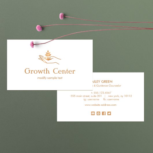 Handbediende lef Plant Life Coach and Therapist Visitekaartje