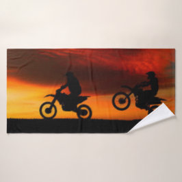 Handbediende motorfiets bad handdoek