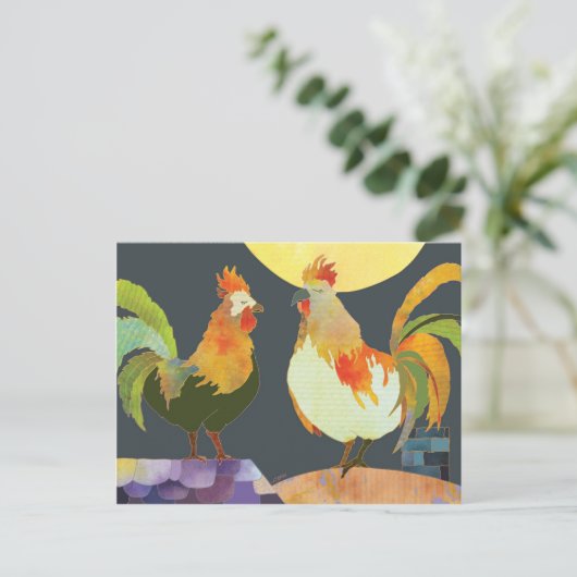 Handbediende roosters briefkaart (Staand voorkant)