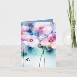 Handbediende roze bloemen notiecard kaart