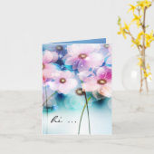 Handbediende roze bloemen notiecard kaart (Gele Bloem)