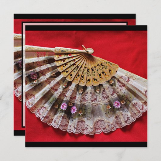  handbediende ventilator op een rode achtergrond b kaart (Voorkant / Achterkant)