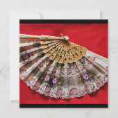  handbediende ventilator op een rode achtergrond b kaart (Voorkant)