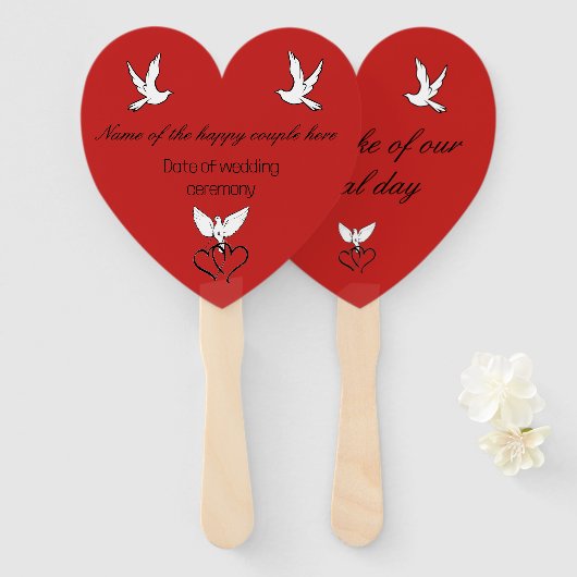 Handbediende ventilator - Rode Pride Wedding Keepo Handwaaier (Voorkant en achterkant)