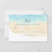 Handbediende Waterverf Beach Wedding RSVP (Voorkant)