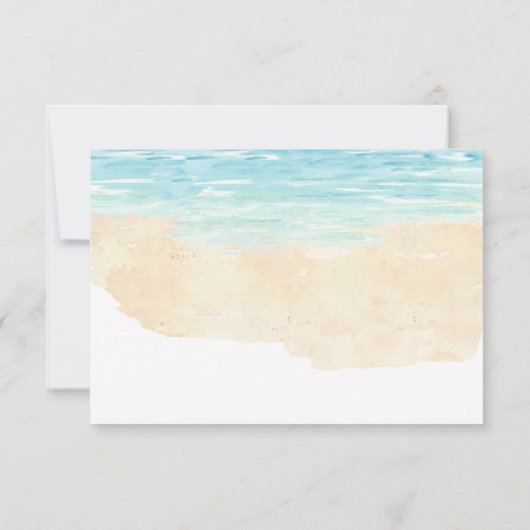 Handbediende Waterverf Beach Wedding RSVP (Achterkant)