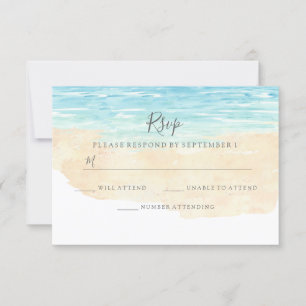 Handbediende Waterverf Beach Wedding RSVP