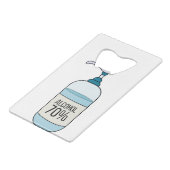 Handbeenderer met 70% alcohol creditkaart flessenopener (Achterkant Gekanteld)