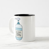 Handbeenderer met 70% alcohol tweekleurige koffiemok (Voorkant links)