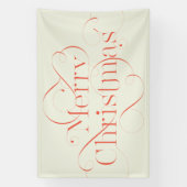 Handbeletterde Merry Christmas tekst met bloemen Spandoek (Verticaal)